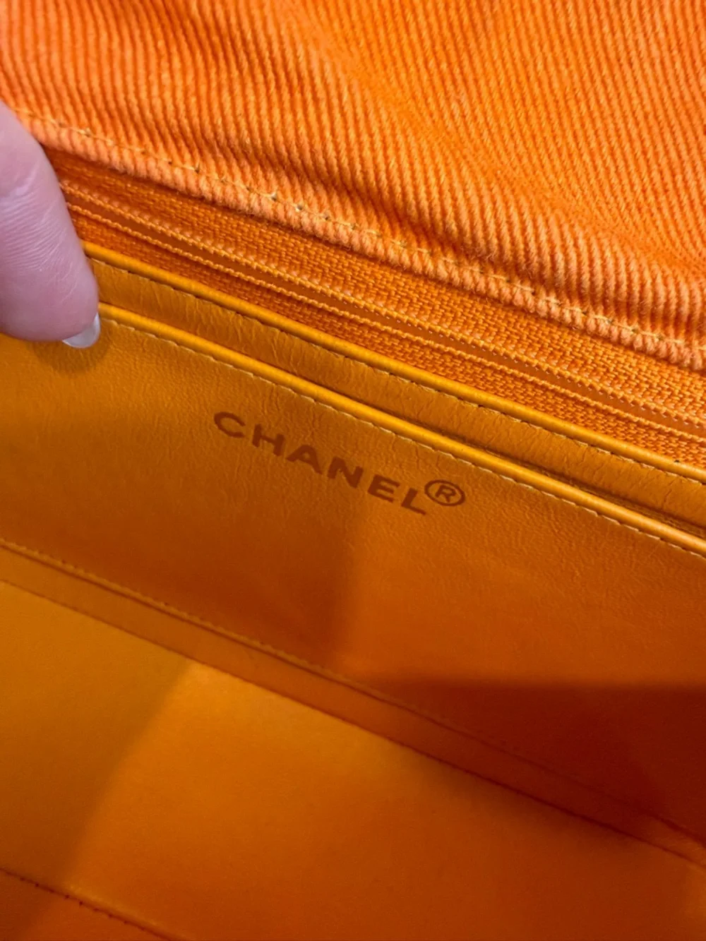CHANEL Vintage Orange Denim Timeless Classic Medium Flap with 24K Gold Hardware - Picture 8 of 12